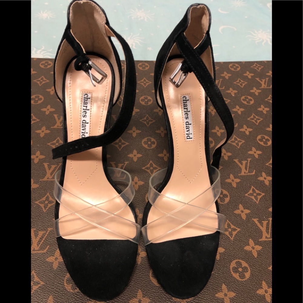 Charles David Transparent Ankle Strap Heels 8.5